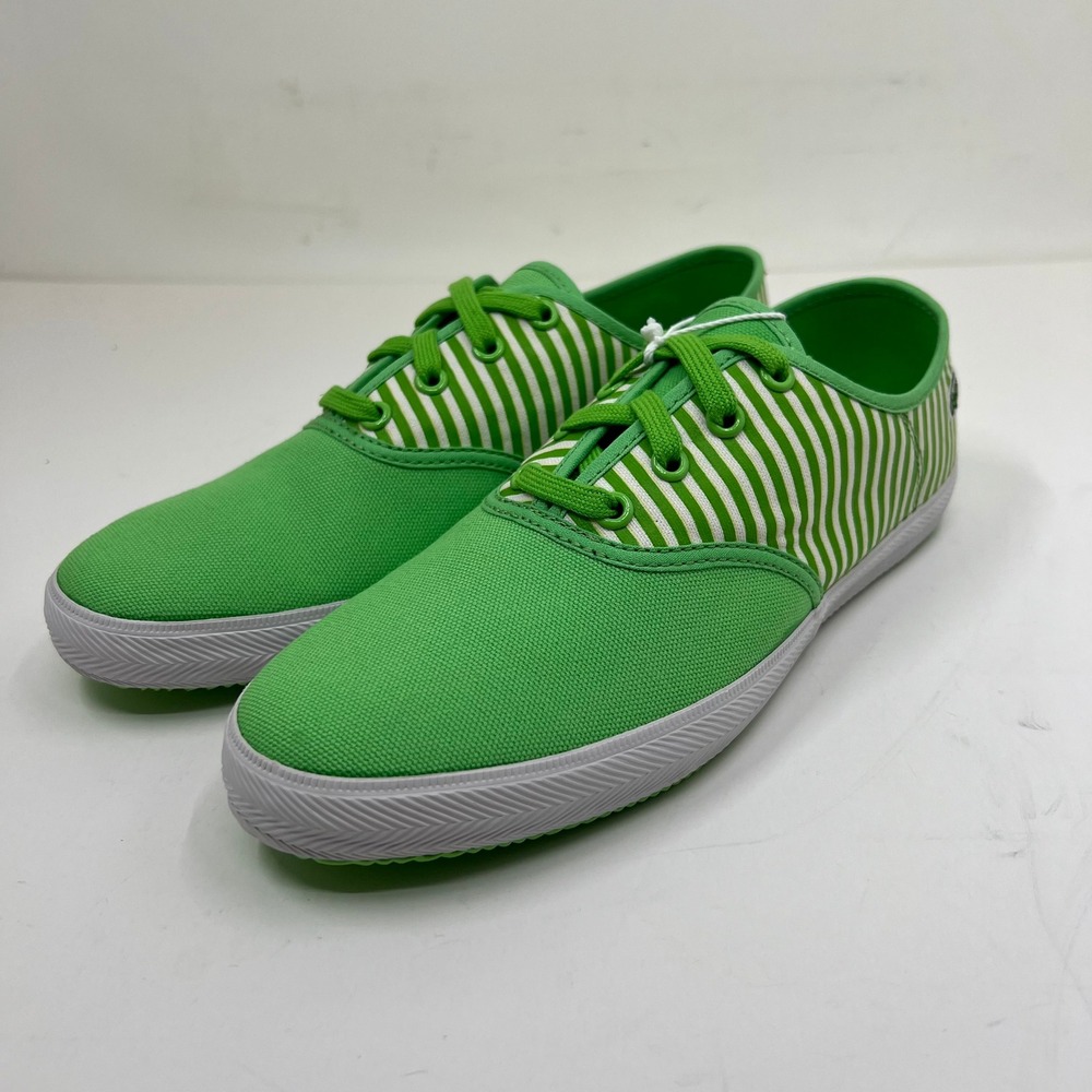 Lacoste Gambetta Sneakers Women 7 Green White Striped Canvas Low Top Vintage NWB
